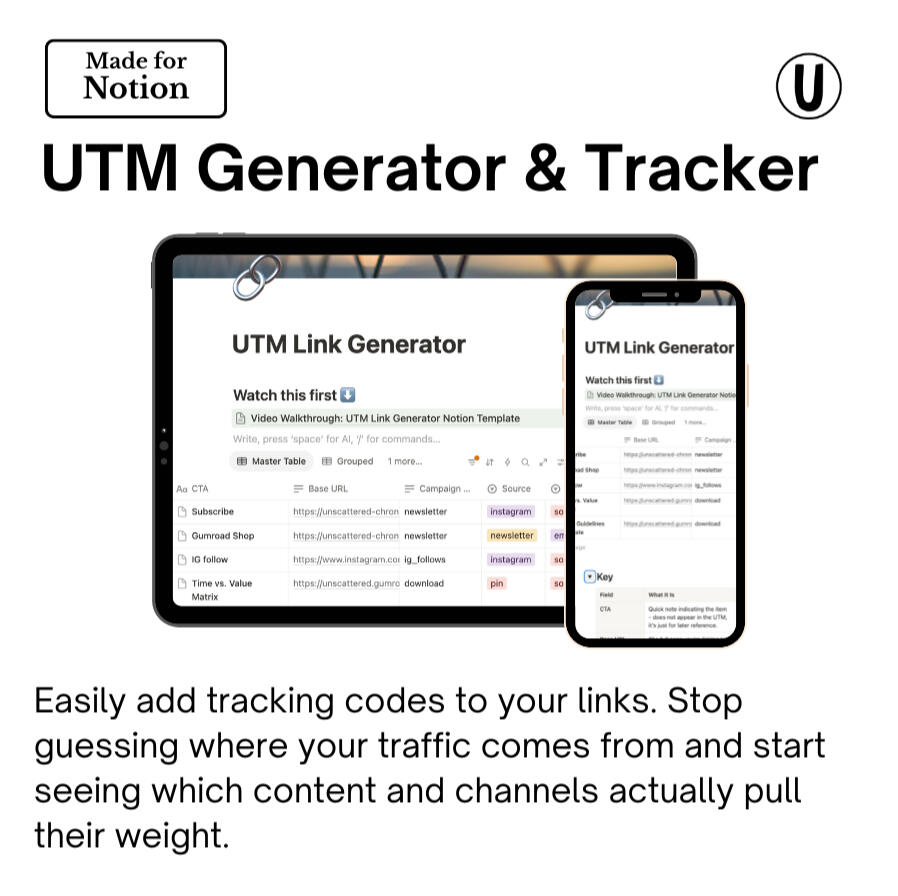 UTM Generator & Tracker | Notion Template